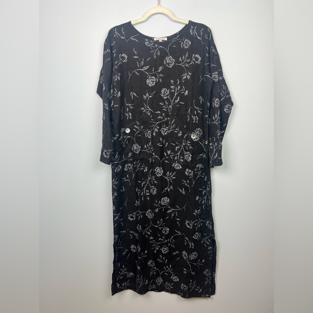 Subtle Tones S/M vintage lagenlook floral modest maxi dress